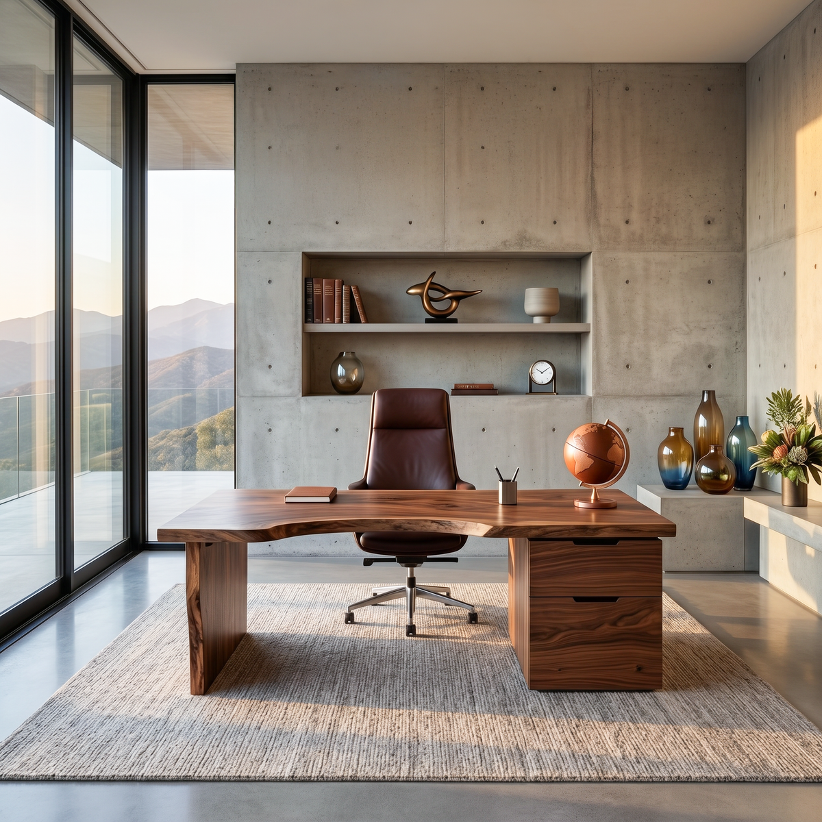 Organic Live Edge Solid Wood Desk with Built-In Drawers - Image 2