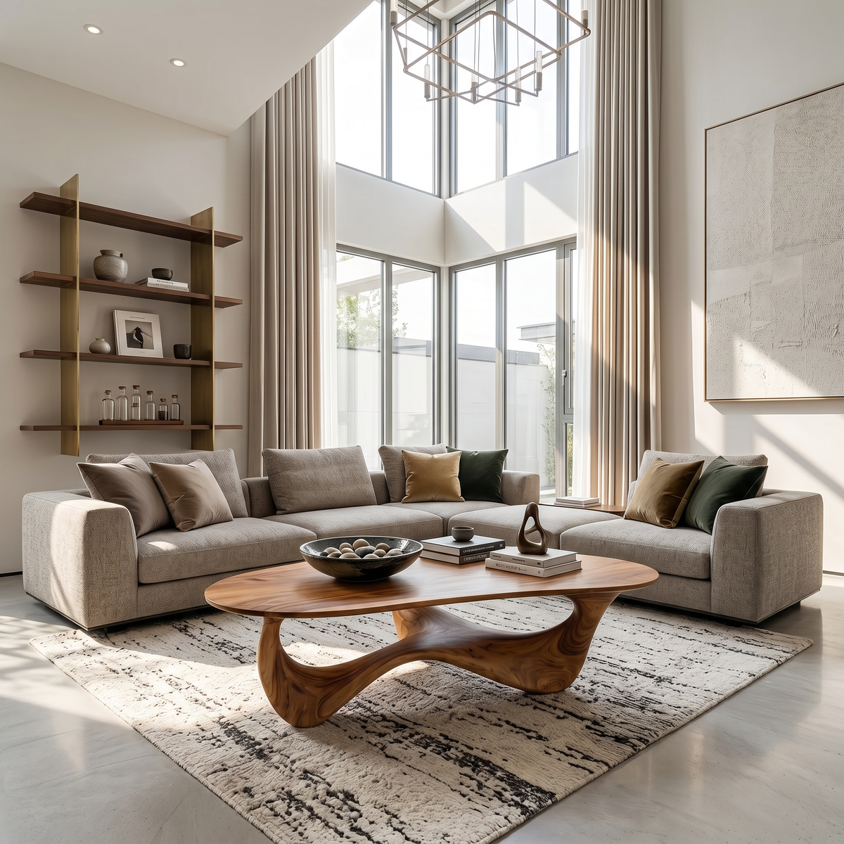 Rustic Solid Wood Coffee Table with Spacious Tabletop - Image 3