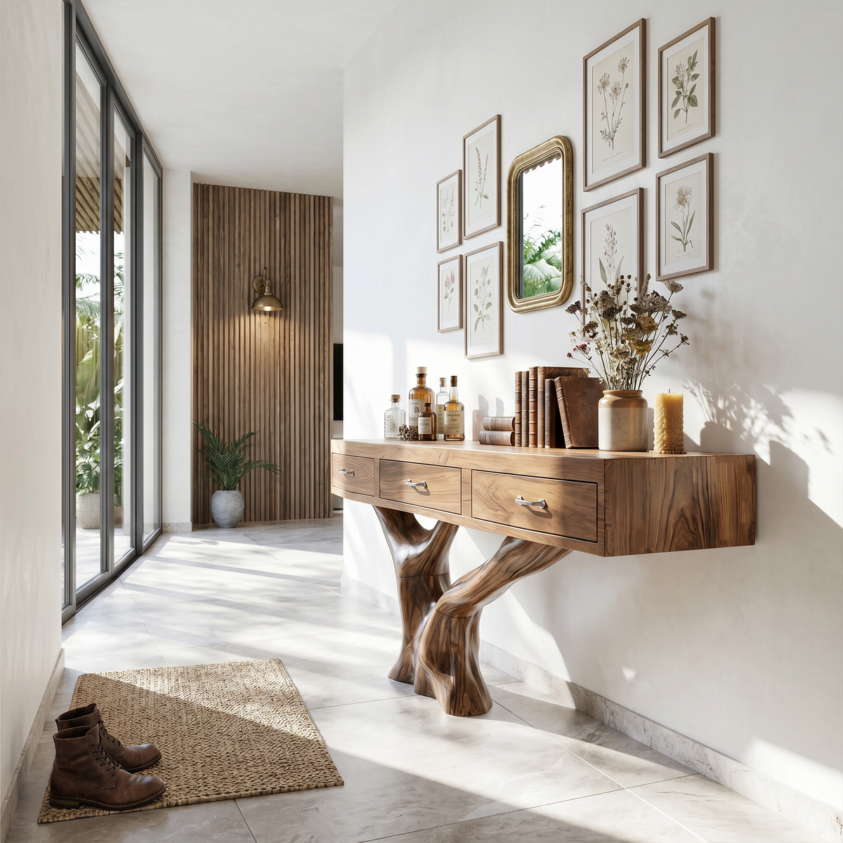 Farmhouse Live Edge Solid Wood Entryway Table - Image 3