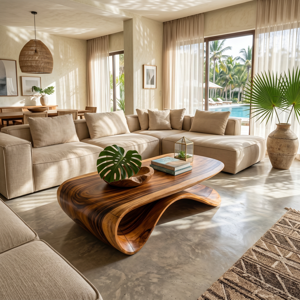 Farmhouse Solid Wood Coffee Table with Low Streamlined Profile - Image 3
