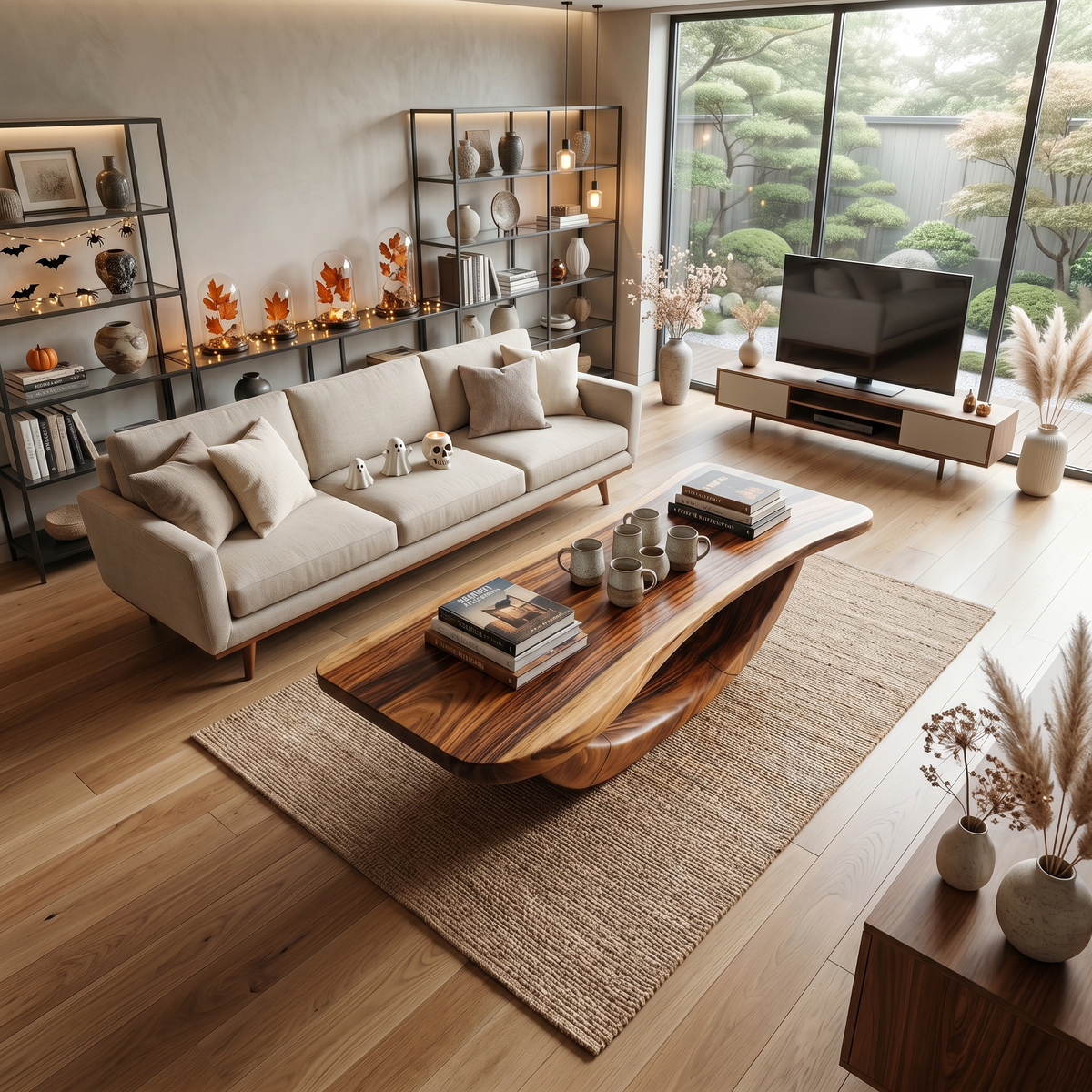 Farmhouse Live Edge Solid Wood Coffee Table with Rustic Finish - Image 3