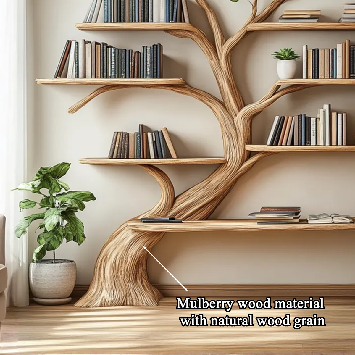 Driftwood Branch Floating Wall Shelf with Tree Design - Image 8