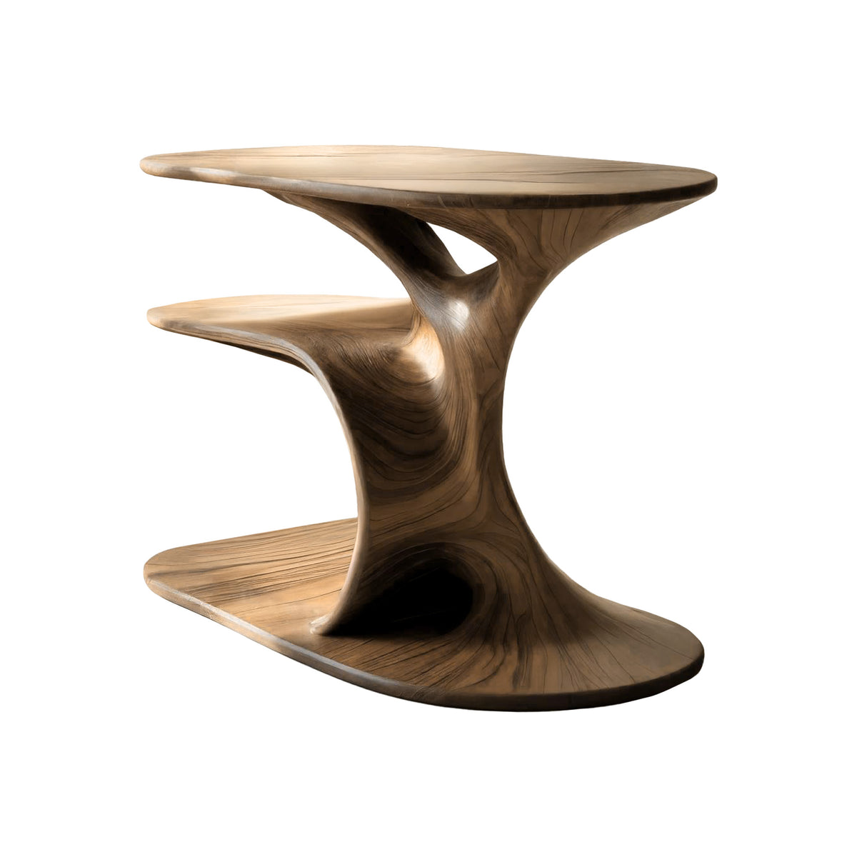 Fluid Form Solid Wood Record Player Stand with Vinyl Storage - Image 6
