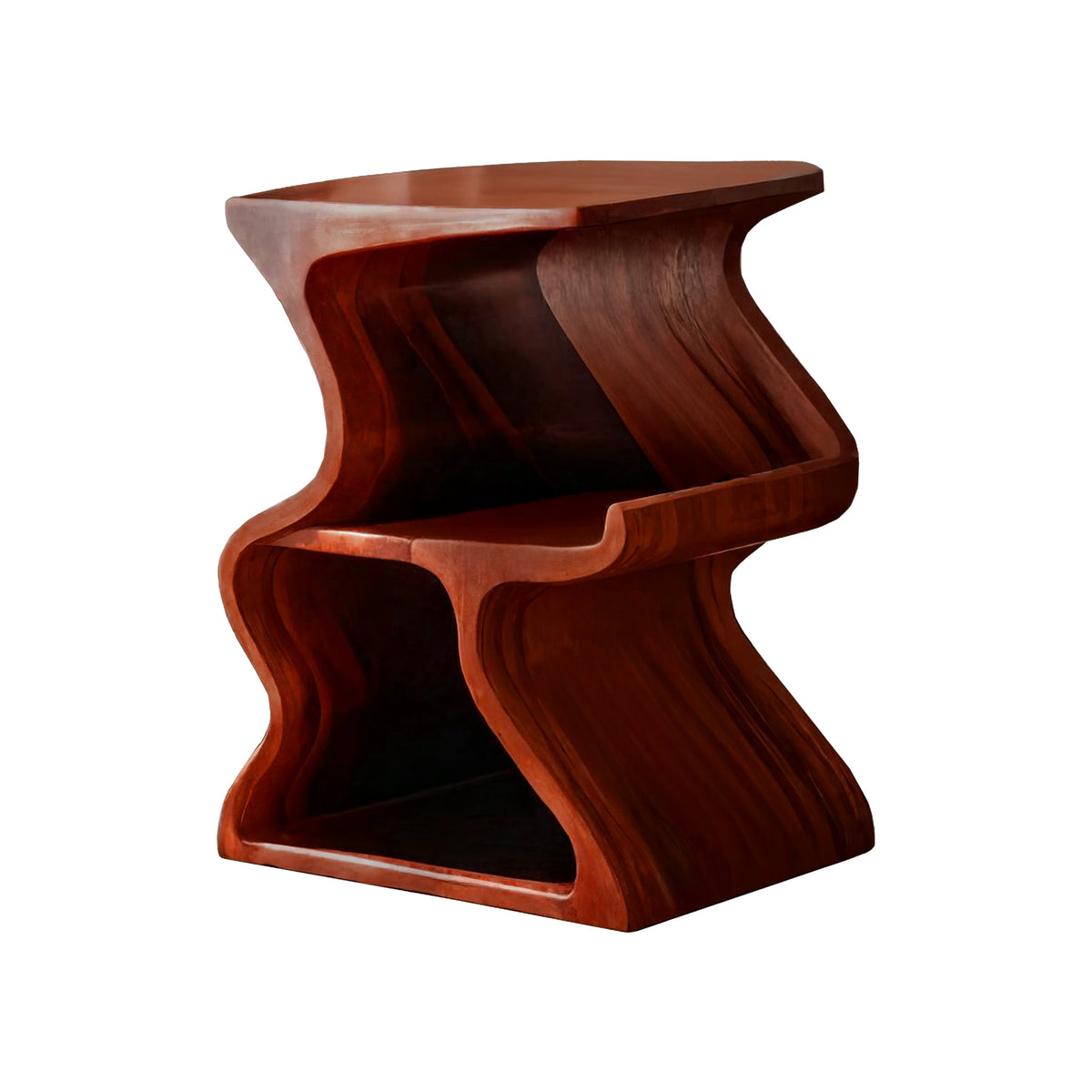 Solid Walnut Wave Record Player Stand with Vinyl Storage Tiers - Image 8