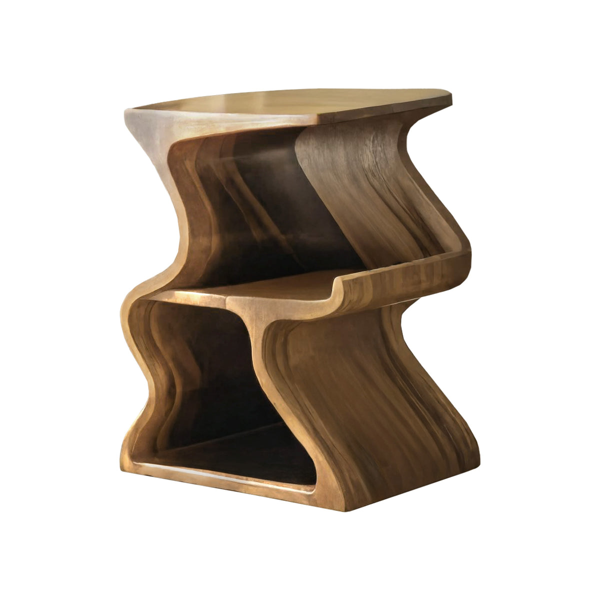 Solid Walnut Wave Record Player Stand with Vinyl Storage Tiers - Image 6