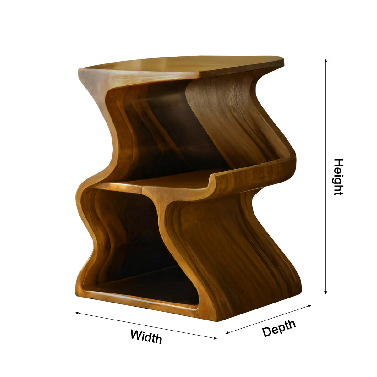Solid Walnut Wave Record Player Stand with Vinyl Storage Tiers - Image 5