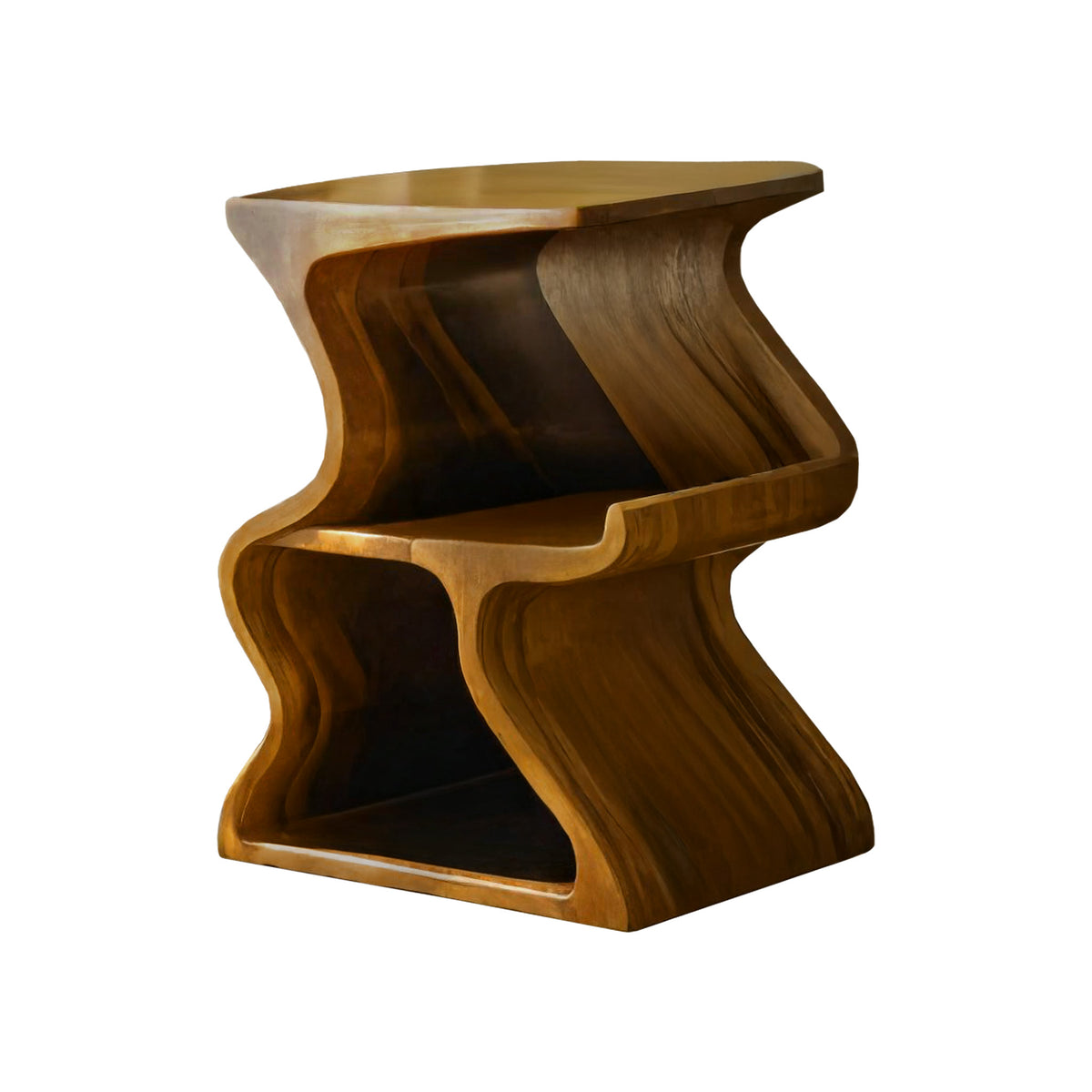 Solid Walnut Wave Record Player Stand with Vinyl Storage Tiers - Image 7