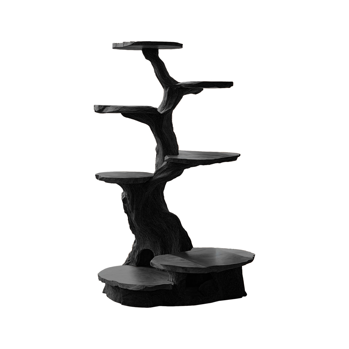 Branched Sculpted Solid Wood Cat Tree Shelf, Freestanding - Image 8