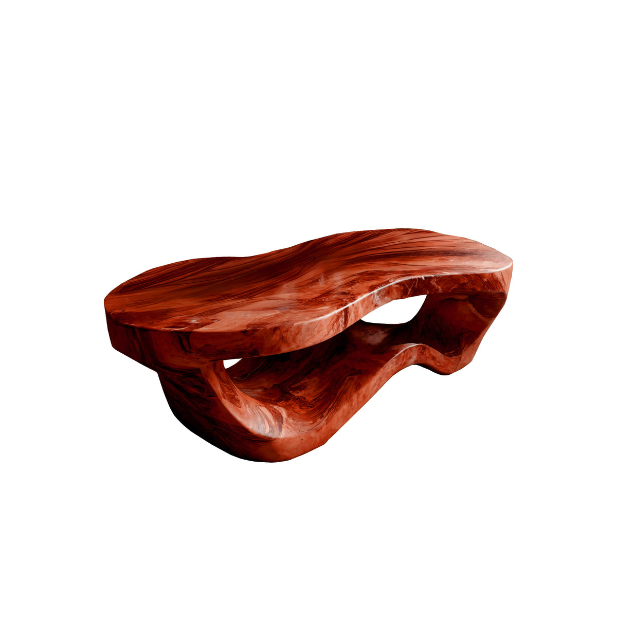 Sculpted Solid Hardwood Coffee Table with Wave-Like Base - Image 8