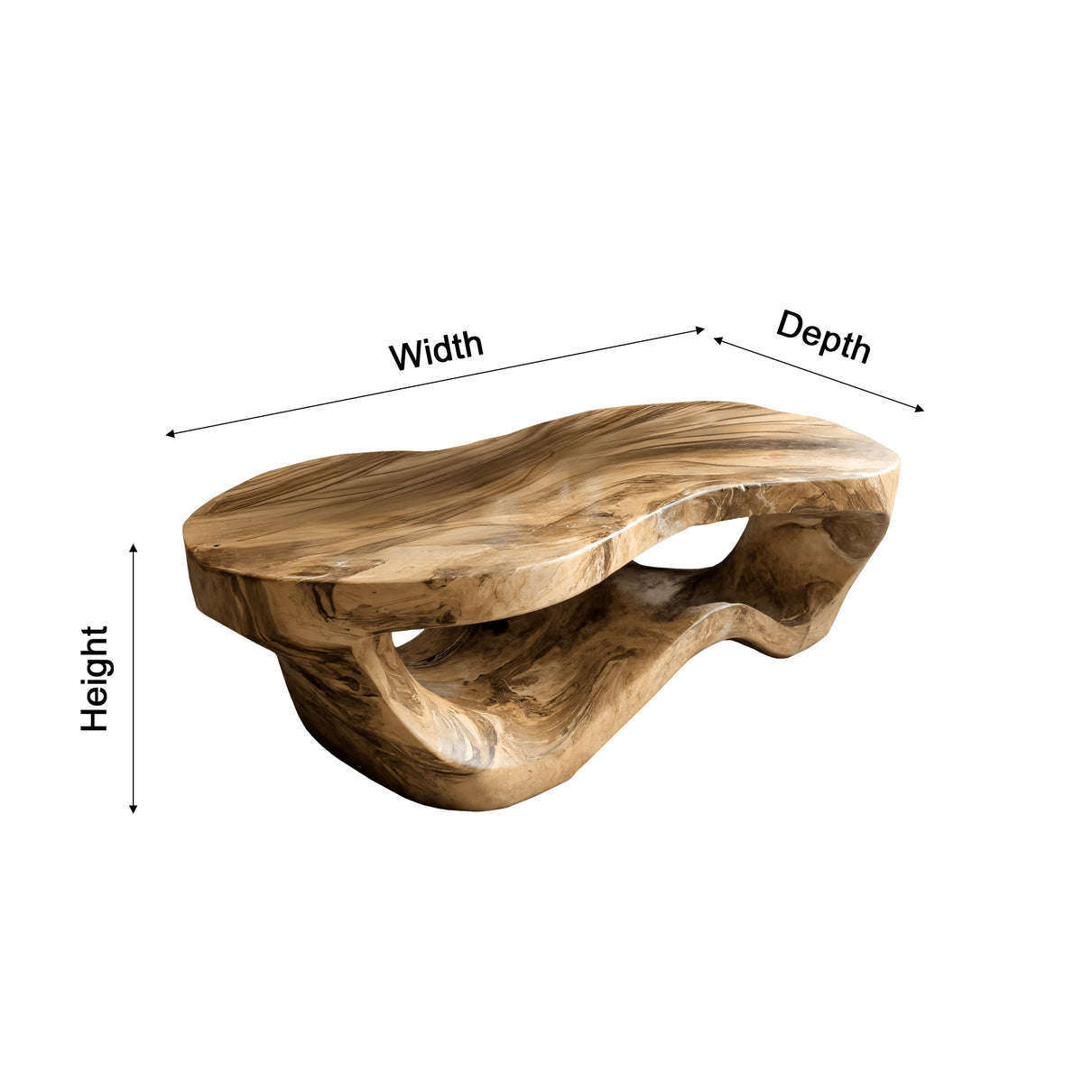 Sculpted Solid Hardwood Coffee Table with Wave-Like Base - Image 5