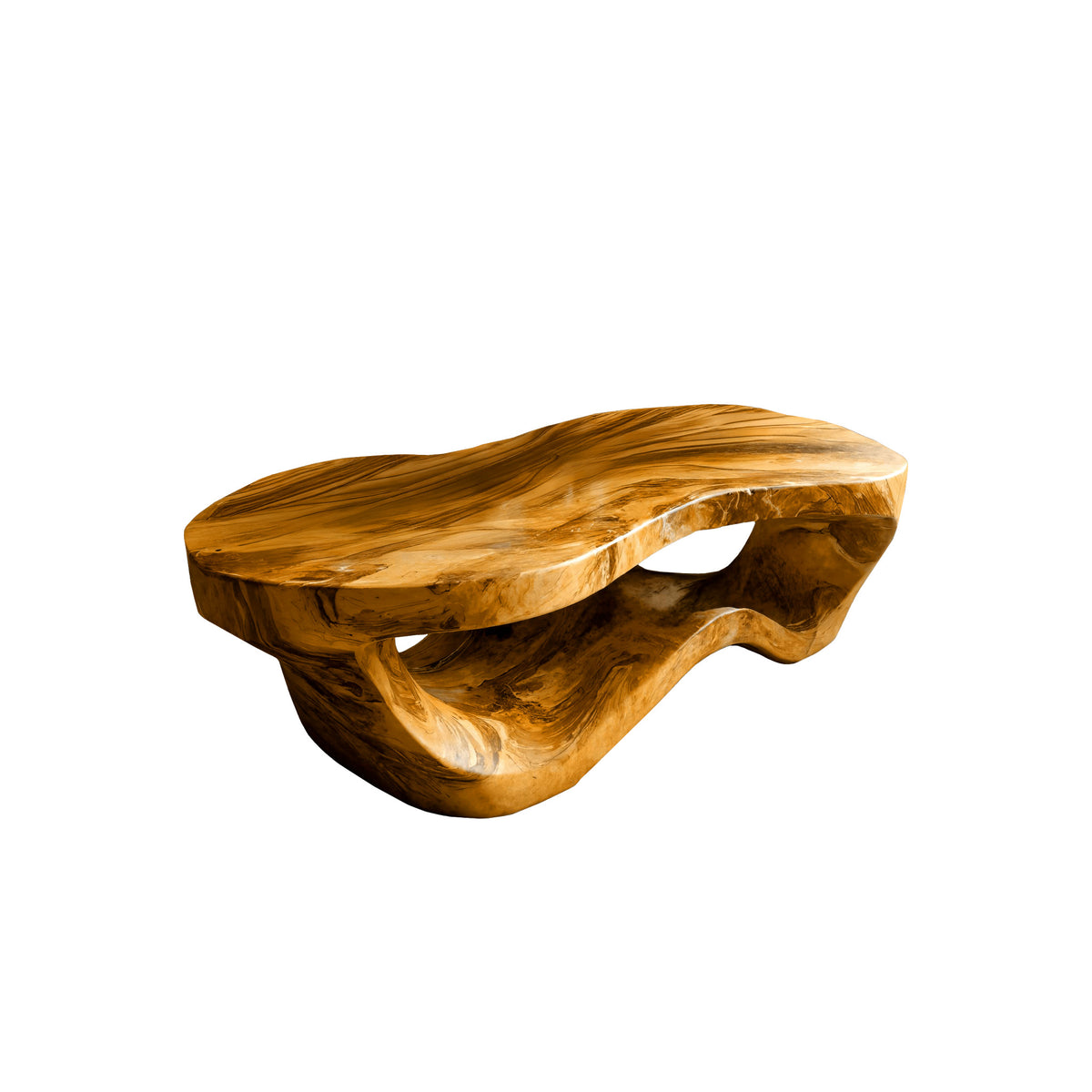 Sculpted Solid Hardwood Coffee Table with Wave-Like Base - Image 7