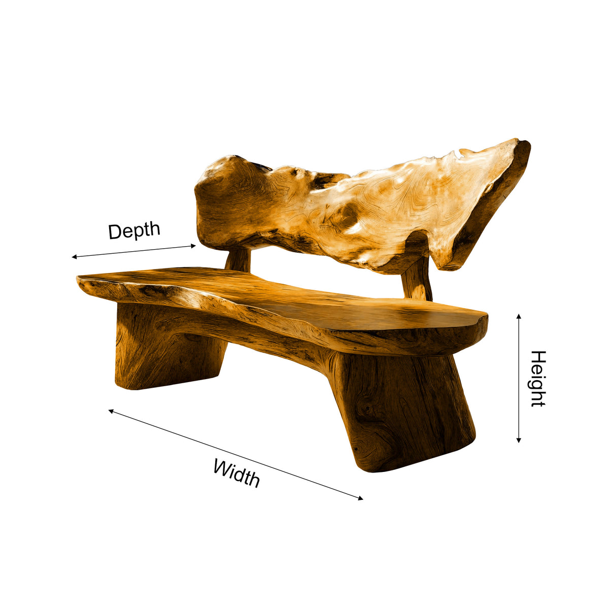 Handcrafted Solid Hardwood Outdoor Bench with Live Edge Backrest - Image 8