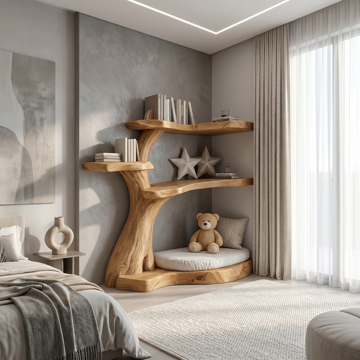 Rustic Corner Tree Branch Bookshelf for Kids Room and Nursery - Image 5