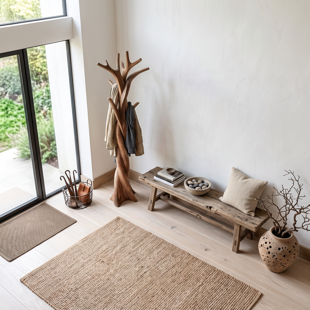 Twisted Tree Branch Solid Wood Coat Rack for Entryway - Image 3