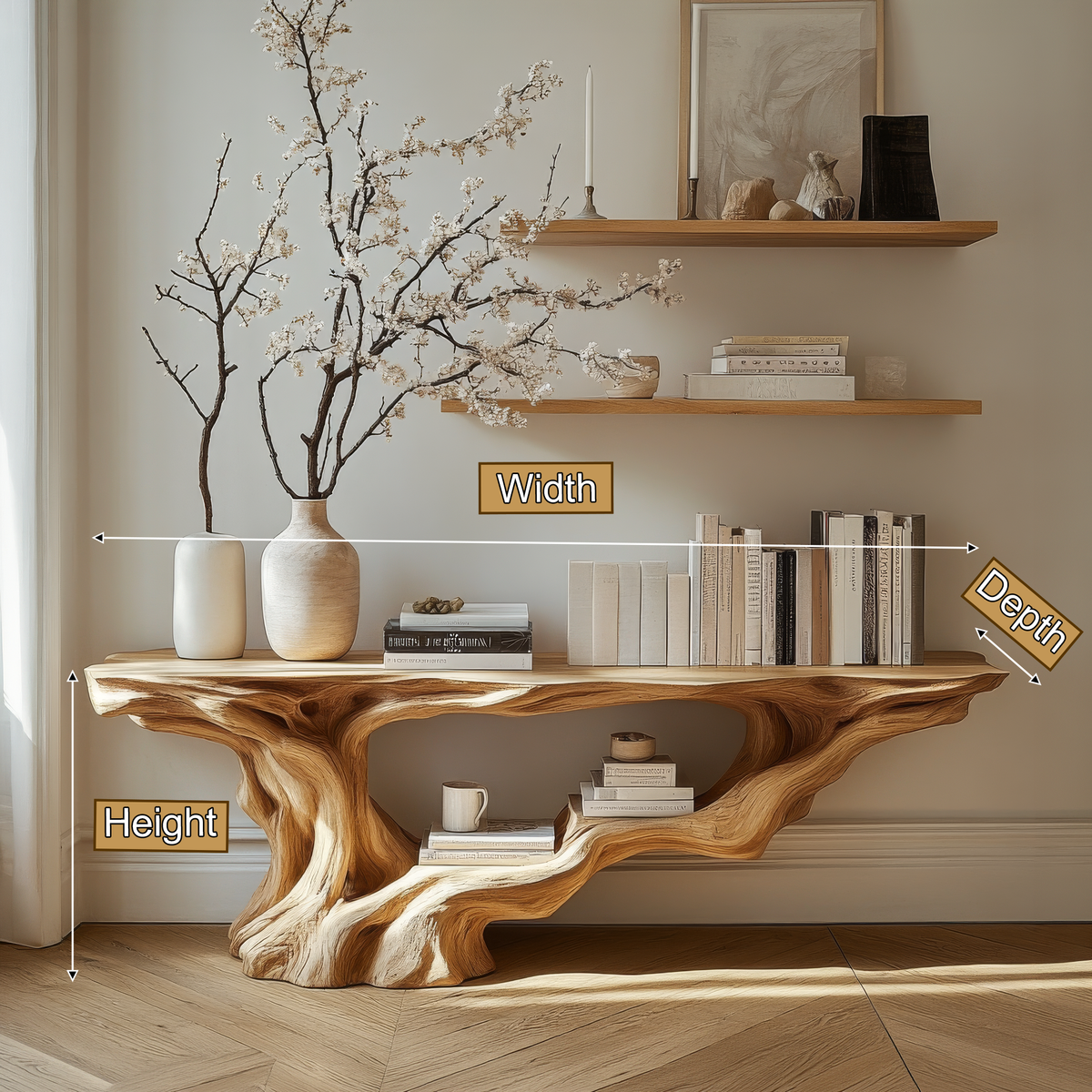 Solid Wood Console Table with Root-Inspired Sculpted Open Base - Image 8