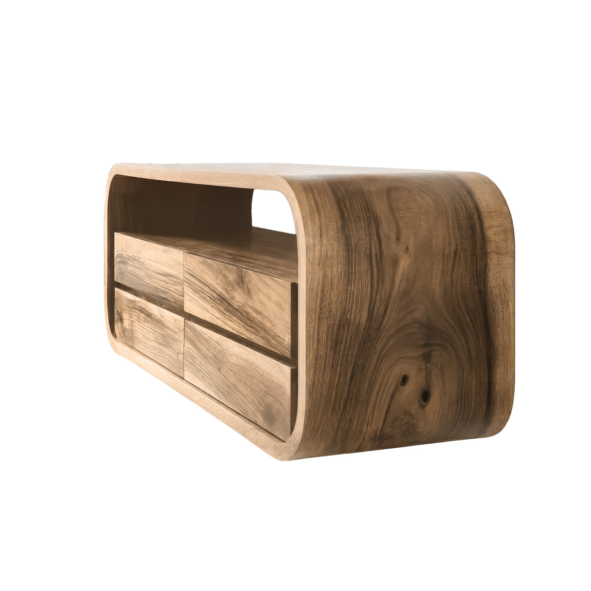 Sculpted Solid Wood Floating Bathroom Vanity with Rounded Edges - Image 6