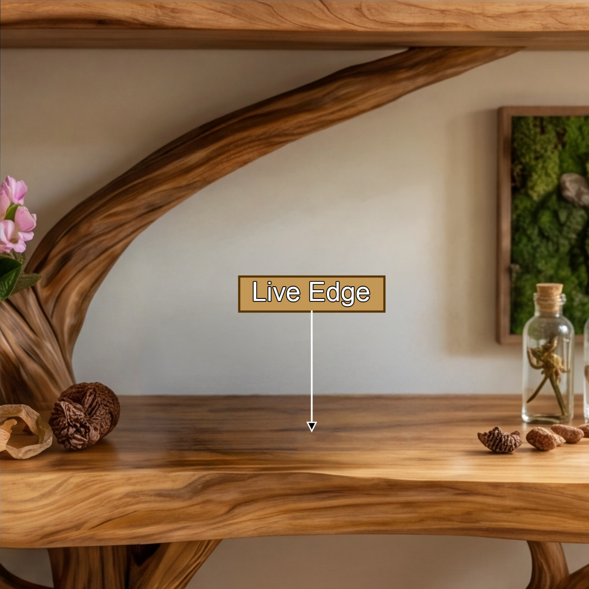 Branching Tree Solid Wood Console Table with Multi-Tier Shelves - Image 2
