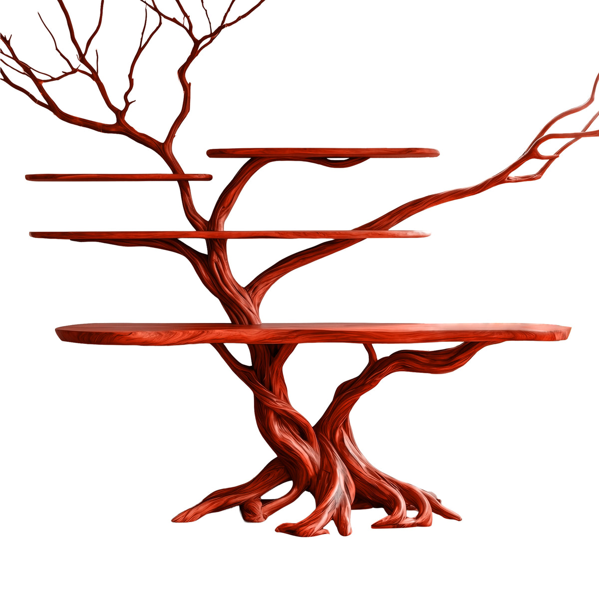 Branching Tree Solid Wood Console Table with Multi-Tier Shelves - Image 8