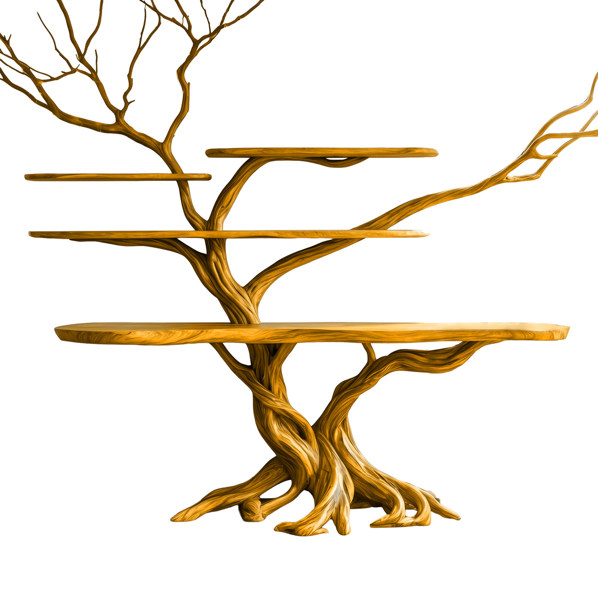 Branching Tree Solid Wood Console Table with Multi-Tier Shelves - Image 7