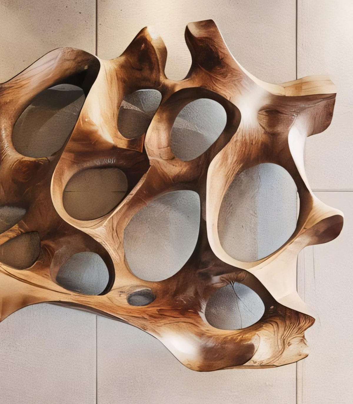 Carved Solid Wood Wall Art Panel in Rustic Modern Style - Image 3