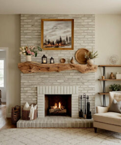 Rustic Solid Wood Floating Fireplace Mantel Shelf