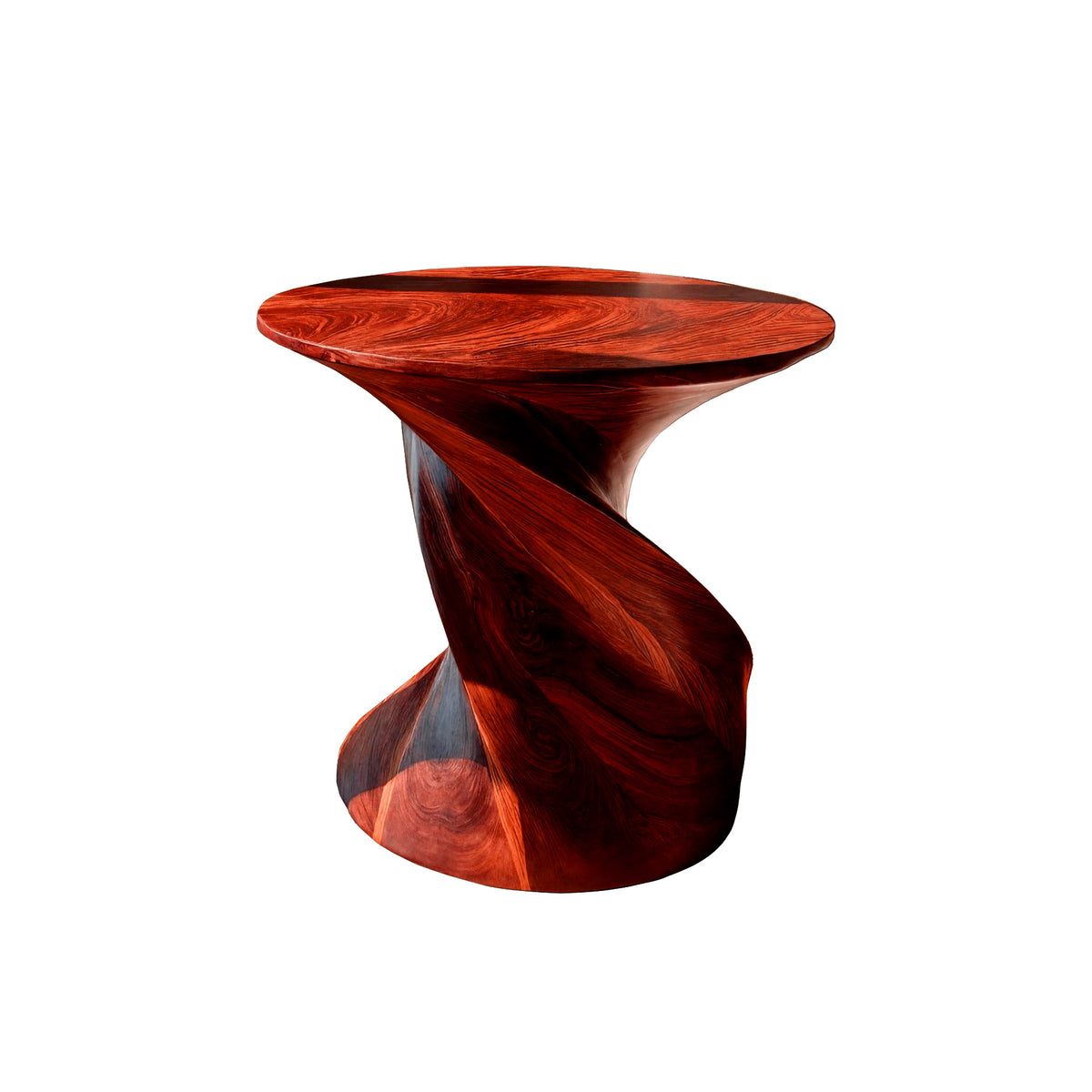 Twisted Pedestal Solid Wood Side Table with Round Top - Image 8