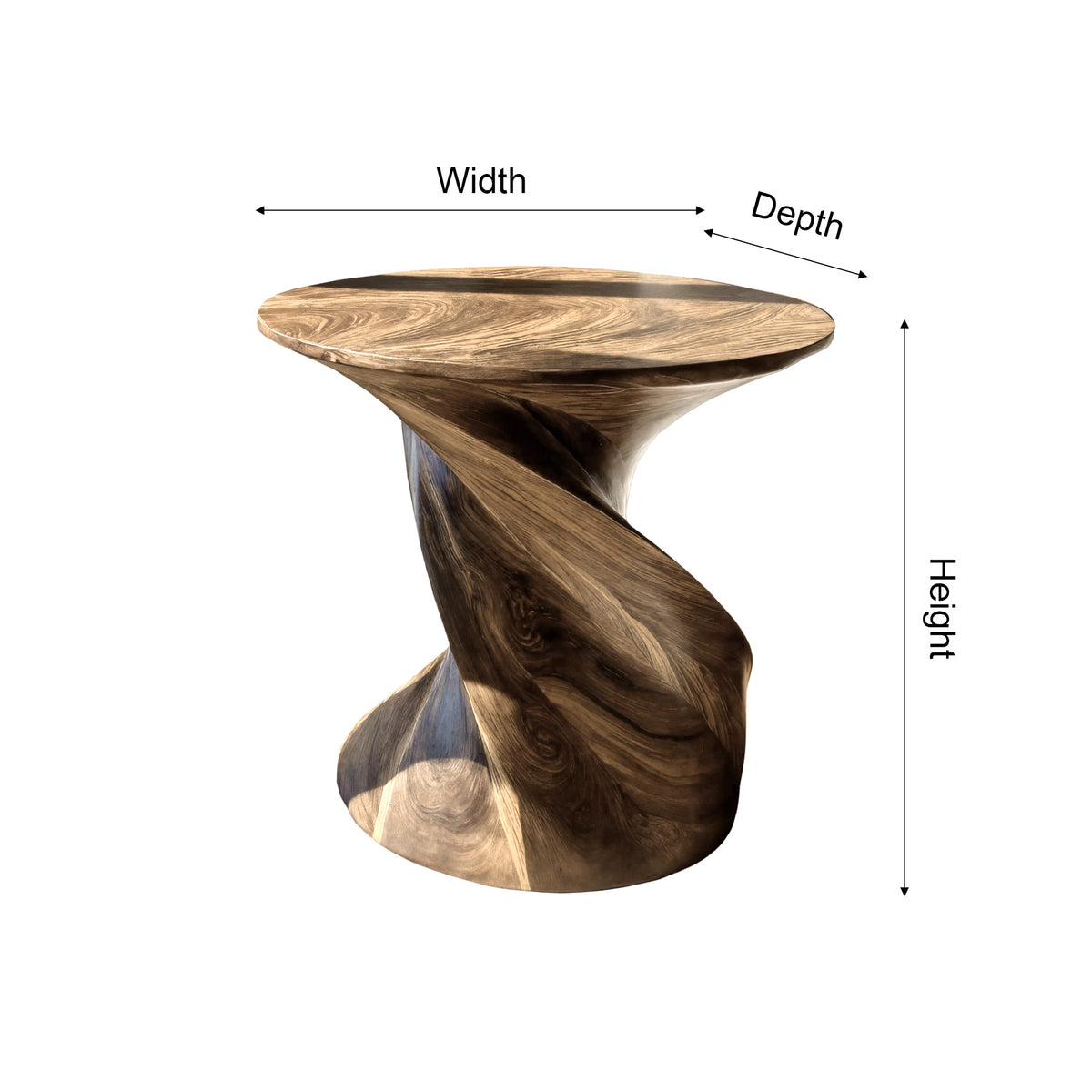Twisted Pedestal Solid Wood Side Table with Round Top - Image 5
