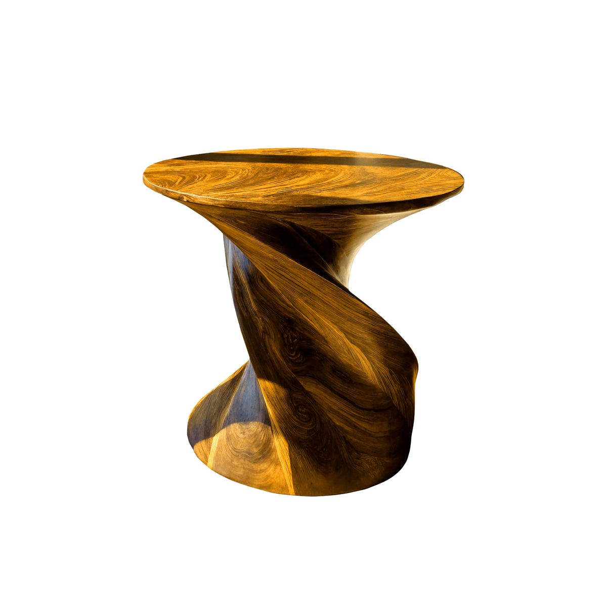 Twisted Pedestal Solid Wood Side Table with Round Top - Image 7