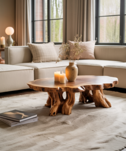 Teak Root Coffee Table with Sculptural Root-Form Base