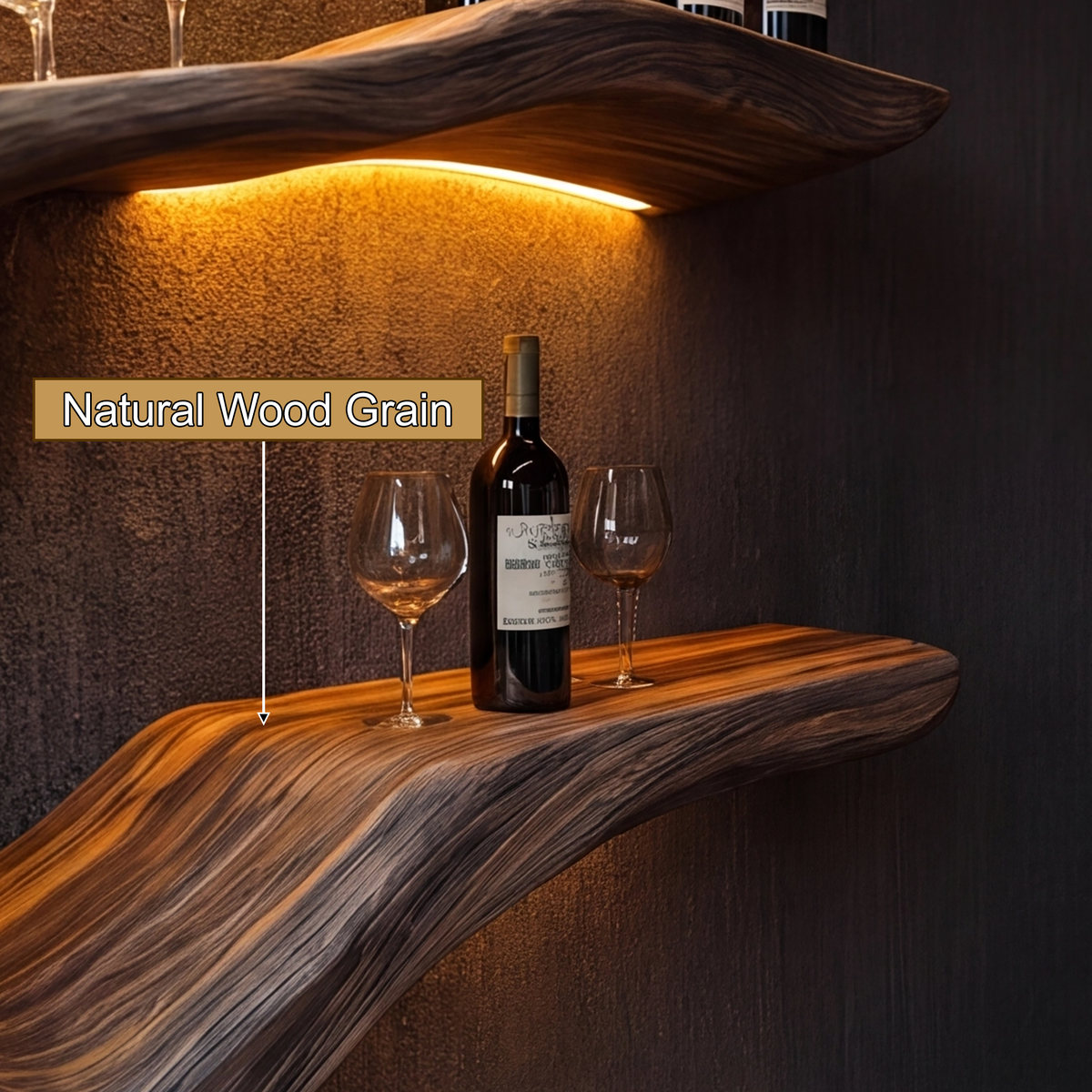 Illuminated Solid Hardwood Tree Wine Rack with LED Backlight - Image 3