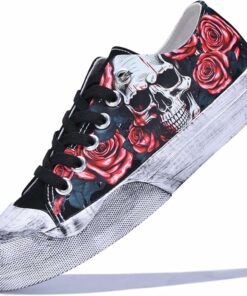 Red Skull And Rose Canvas Sneaker KI89