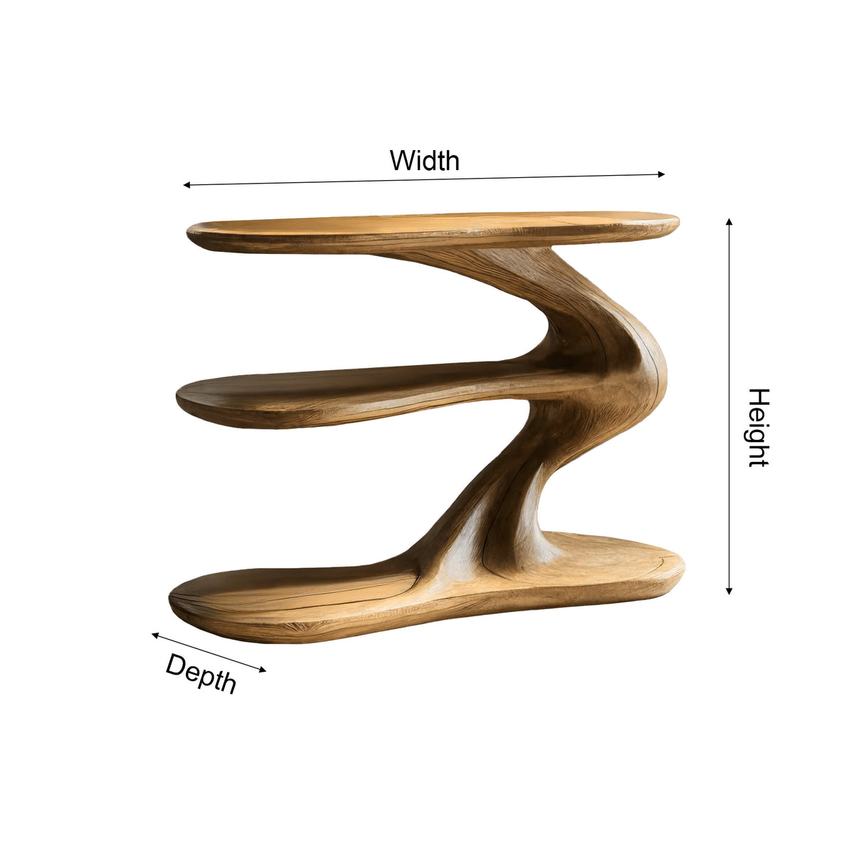 Sculpted Solid Wood Record Player Stand with Wave Contours - Image 6