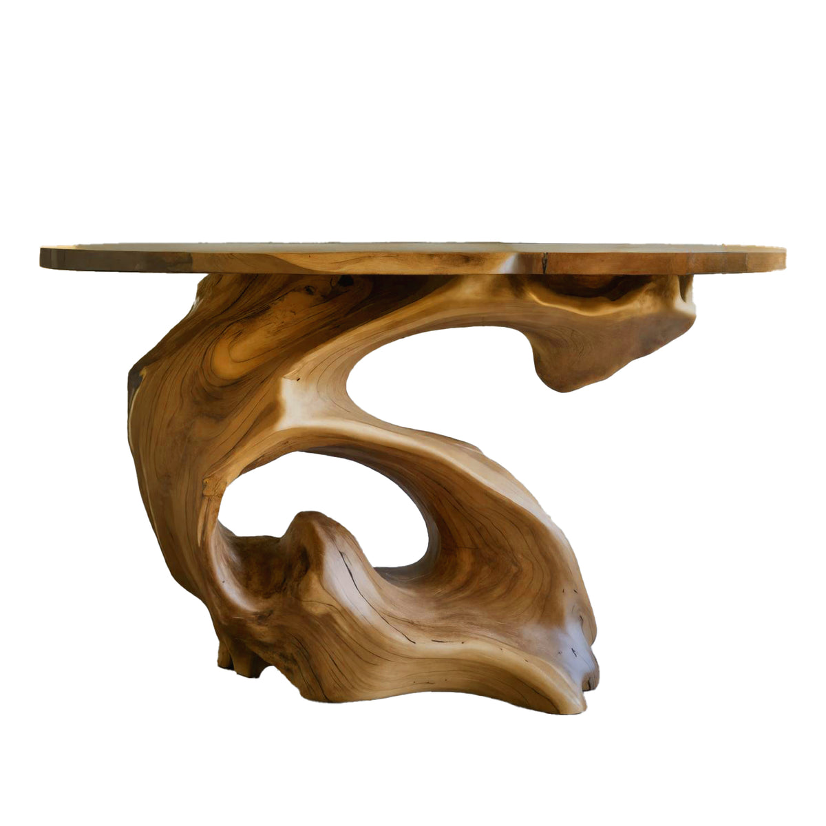 Live Edge Slab Console Table with Sculptural Solid Wood Base - Image 5