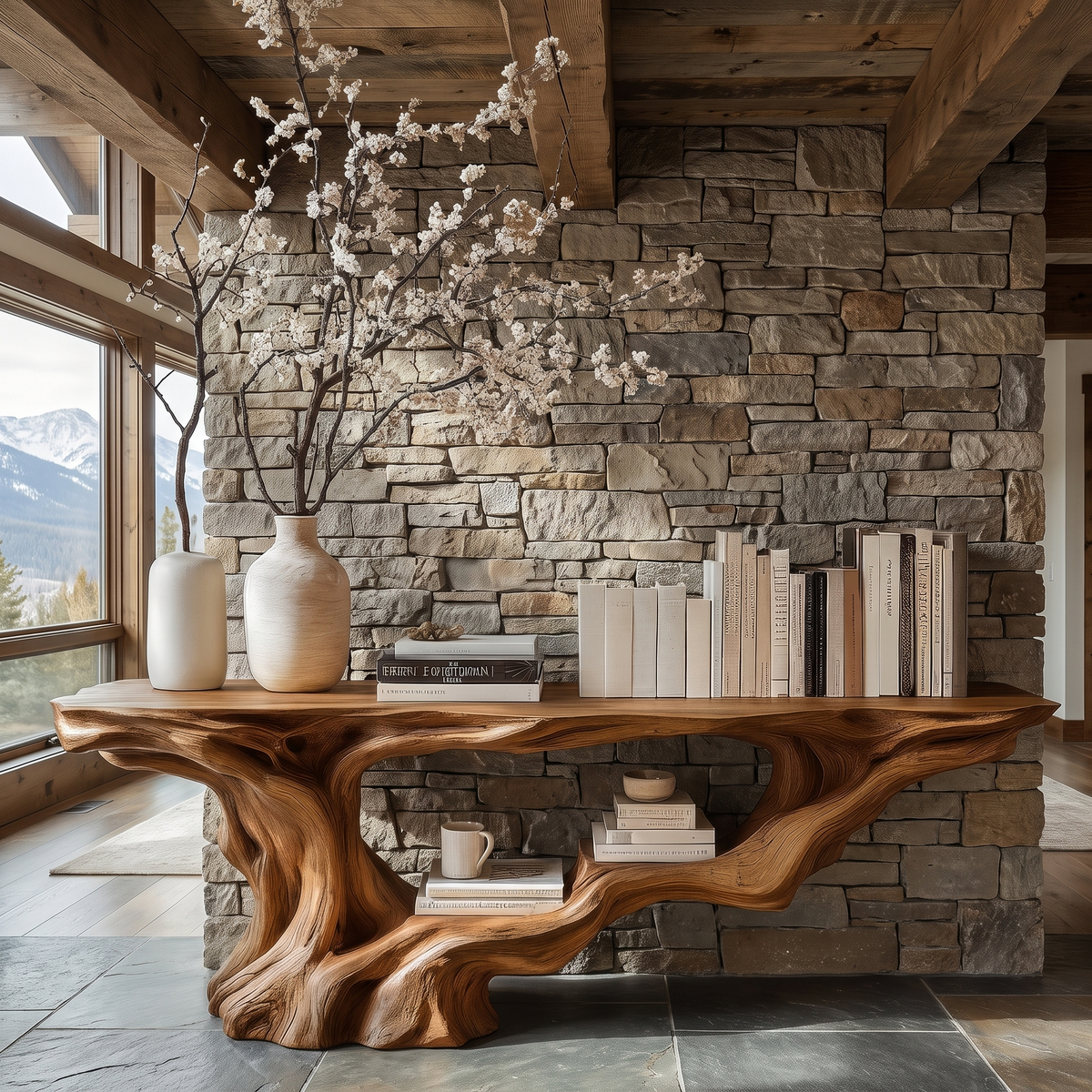 Solid Wood Console Table with Root-Inspired Sculpted Open Base - Image 5