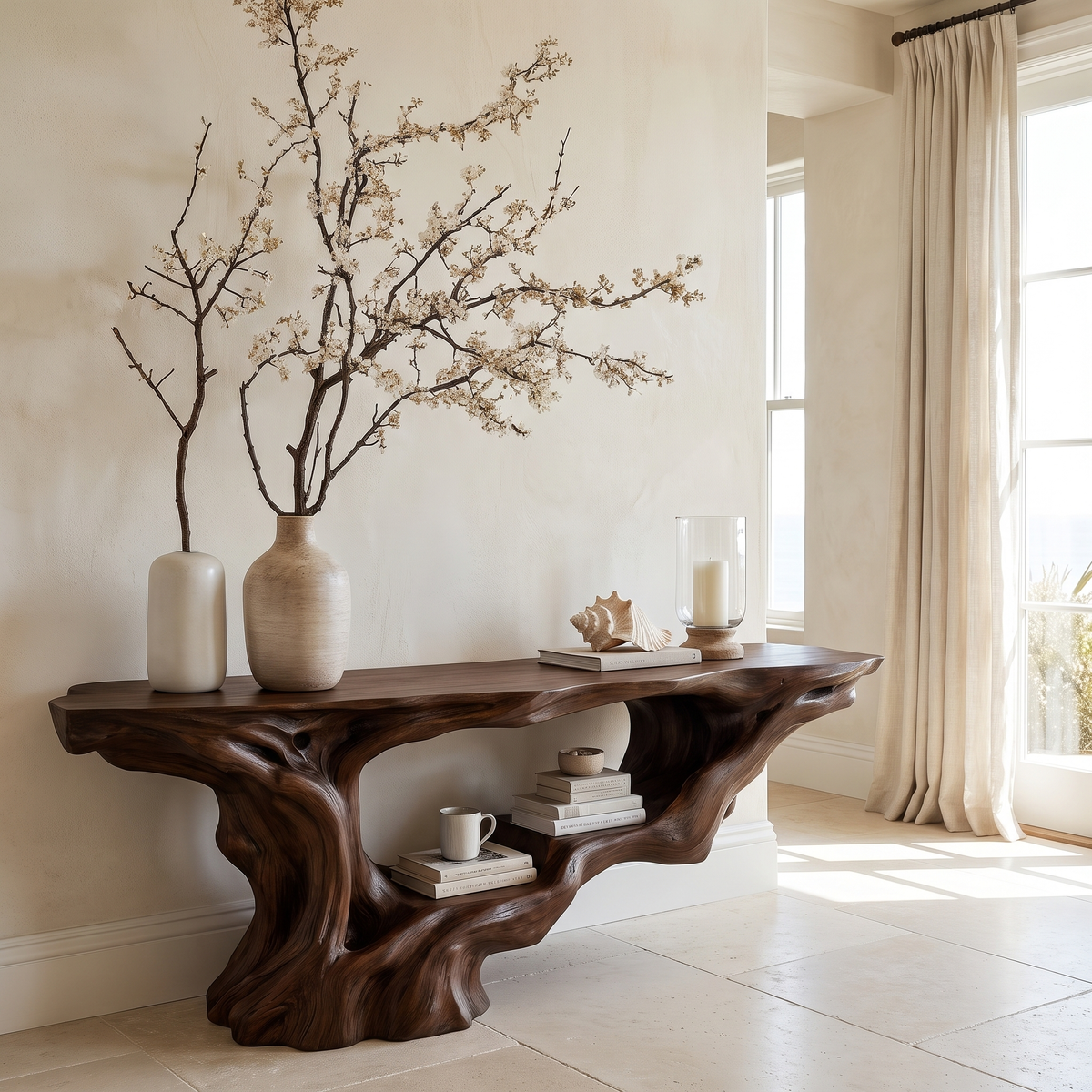 Solid Wood Console Table with Root-Inspired Sculpted Open Base - Image 6