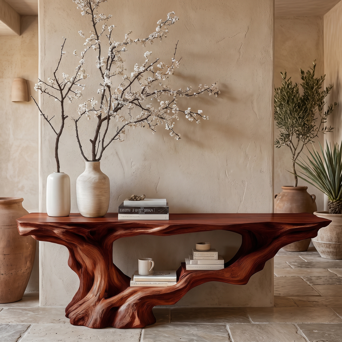 Solid Wood Console Table with Root-Inspired Sculpted Open Base - Image 4