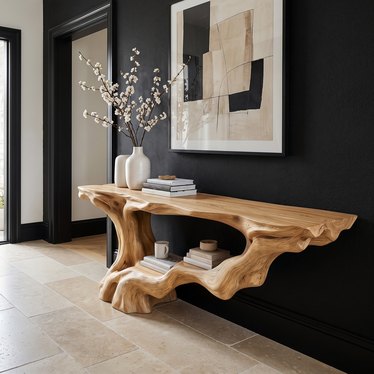 Solid Wood Console Table with Root-Inspired Sculpted Open Base - Image 2