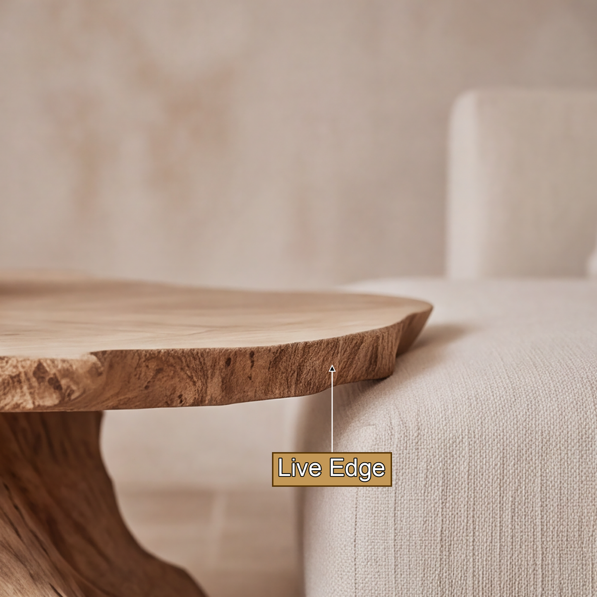 Live Edge Solid Wood Coffee Table with Root-Inspired Base - Image 4