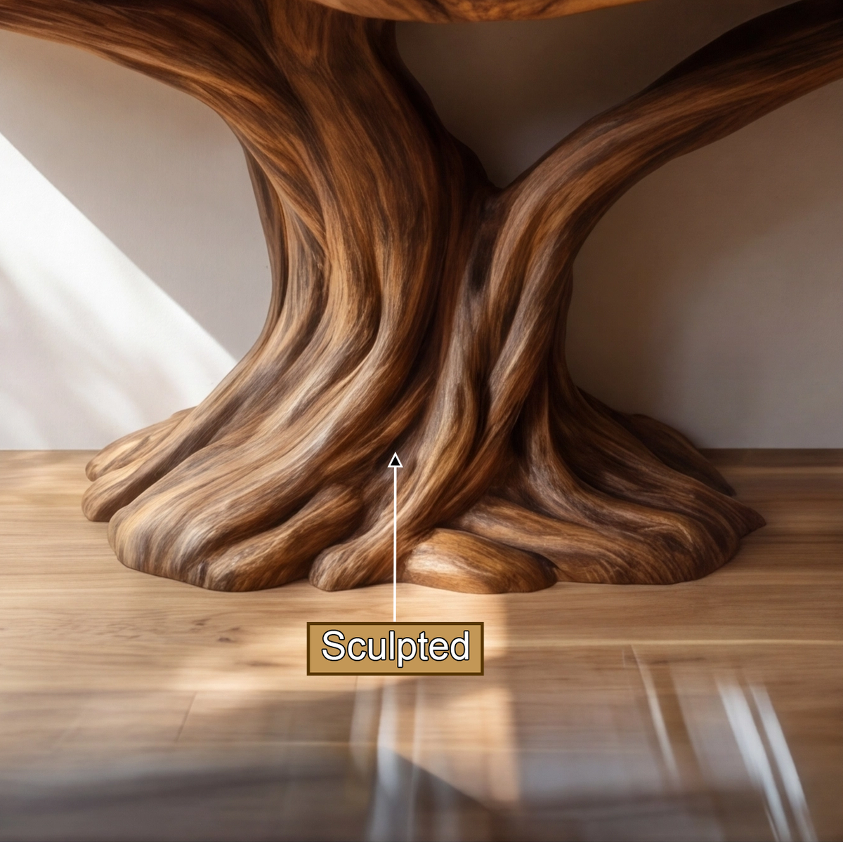 Symmetrical Tree Solid Wood Console Table with Upper Shelves - Image 5