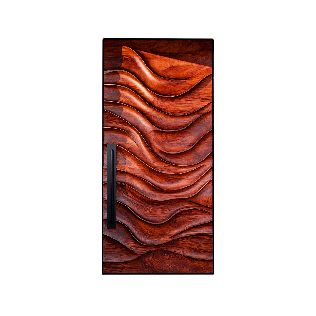 Wave-Carved Solid Wood Rectangular Single Entry Door - Image 8