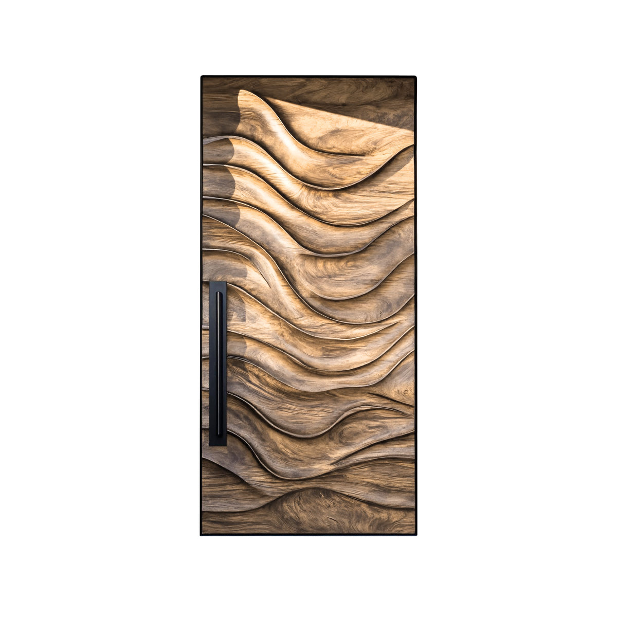 Wave-Carved Solid Wood Rectangular Single Entry Door - Image 6
