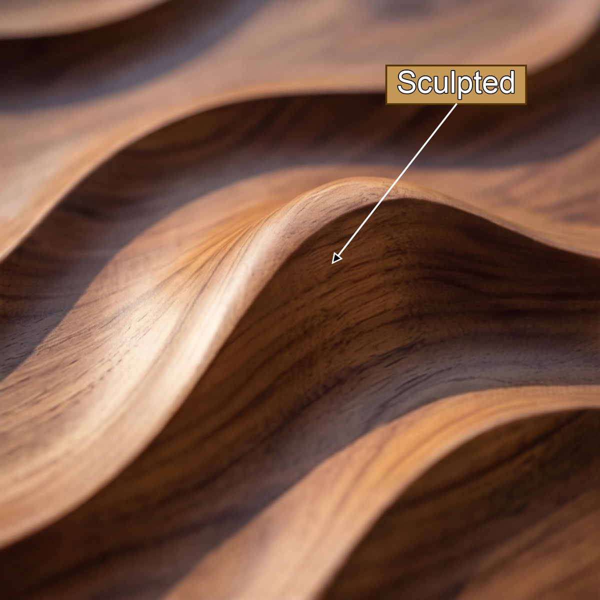 Wave-Carved Solid Wood Rectangular Single Entry Door - Image 3