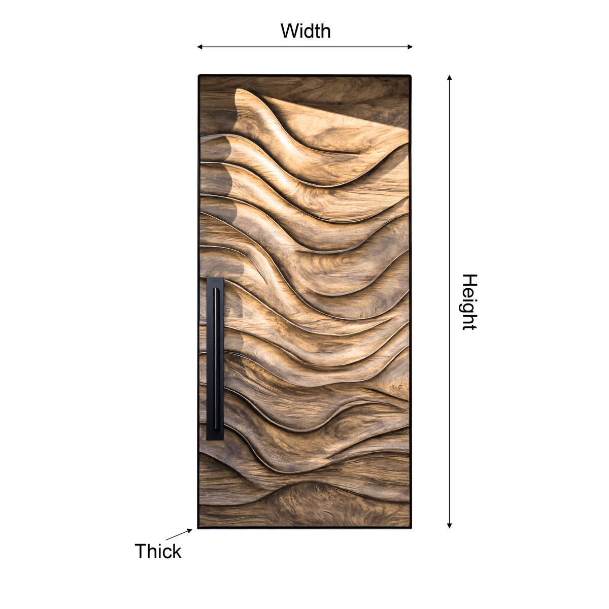 Wave-Carved Solid Wood Rectangular Single Entry Door - Image 5