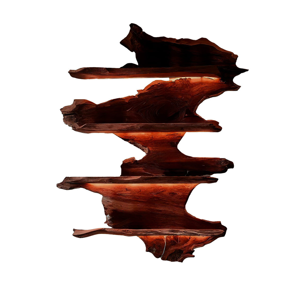 Live Edge Floating Wine Rack with Stacked Solid Slab Tiers - Image 8