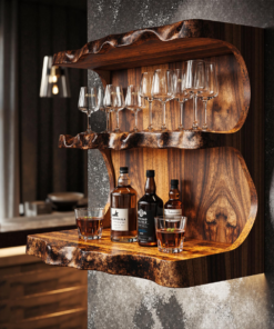 Reclaimed Tamarind Wood Floating Wine Bar Shelf