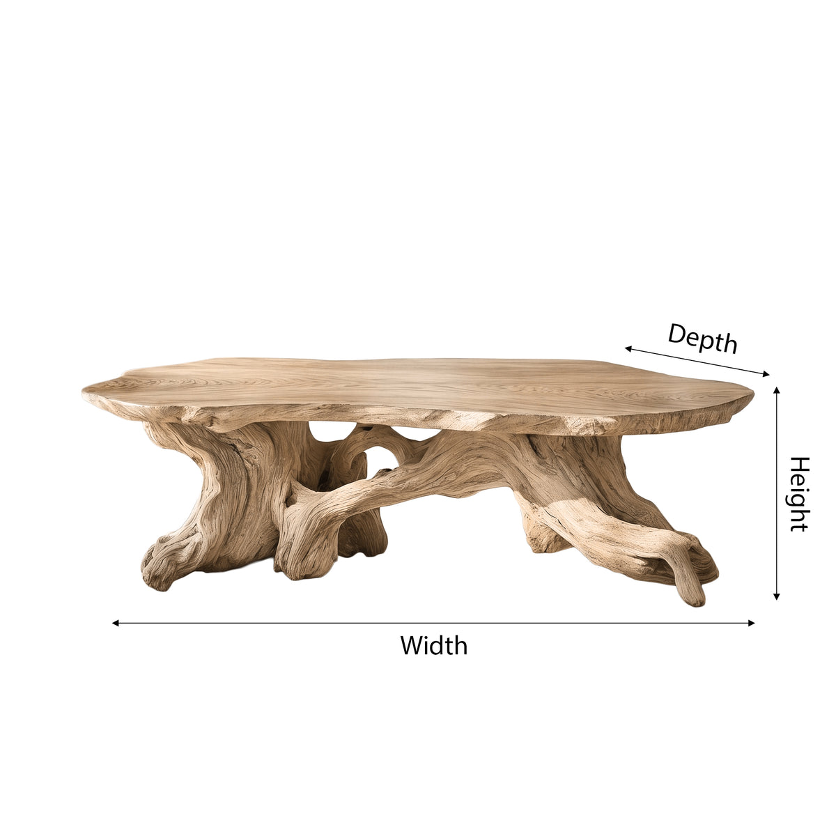 Live Edge Solid Wood Coffee Table with Root-Inspired Base - Image 5