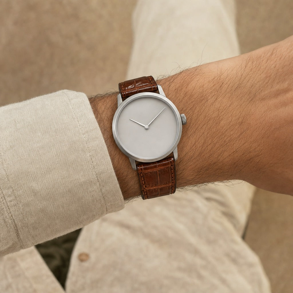 Alligator Leather Watch Strap in Patina Antique Cognac Brown · Handmade in Saigon - Image 2