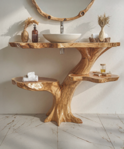 Live Edge Wood Floating Bathroom Vanity Counter Shelf