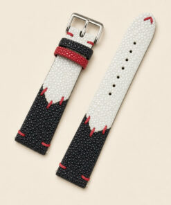 Stingray Leather Watch Strap in Black & White · Handmade in Saigon