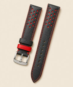 Racing Epsom Leather Watch Strap in Black Red & Red · Rally · Handmade in Saigon